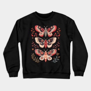 Folk Art Botanical Moths Crewneck Sweatshirt